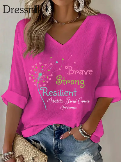 Met astas ierter Brustkrebs Bewusstseins druck für Frauen lässig T Shirt Rosenrot / S