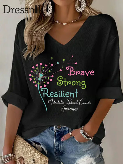 Met astas ierter Brustkrebs Bewusstseins druck für Frauen lässig T Shirt Schwarz / S
