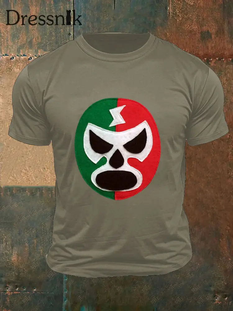 Mexikanische Wrestling-Maske-T-Shirts für Männer Armee grün / S