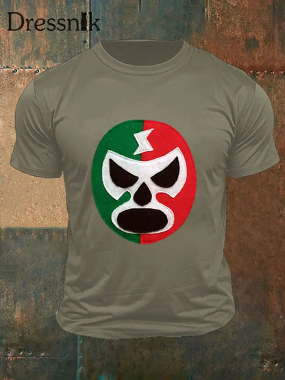 Mexikanische Wrestling-Maske-T-Shirts für Männer Armee grün / S