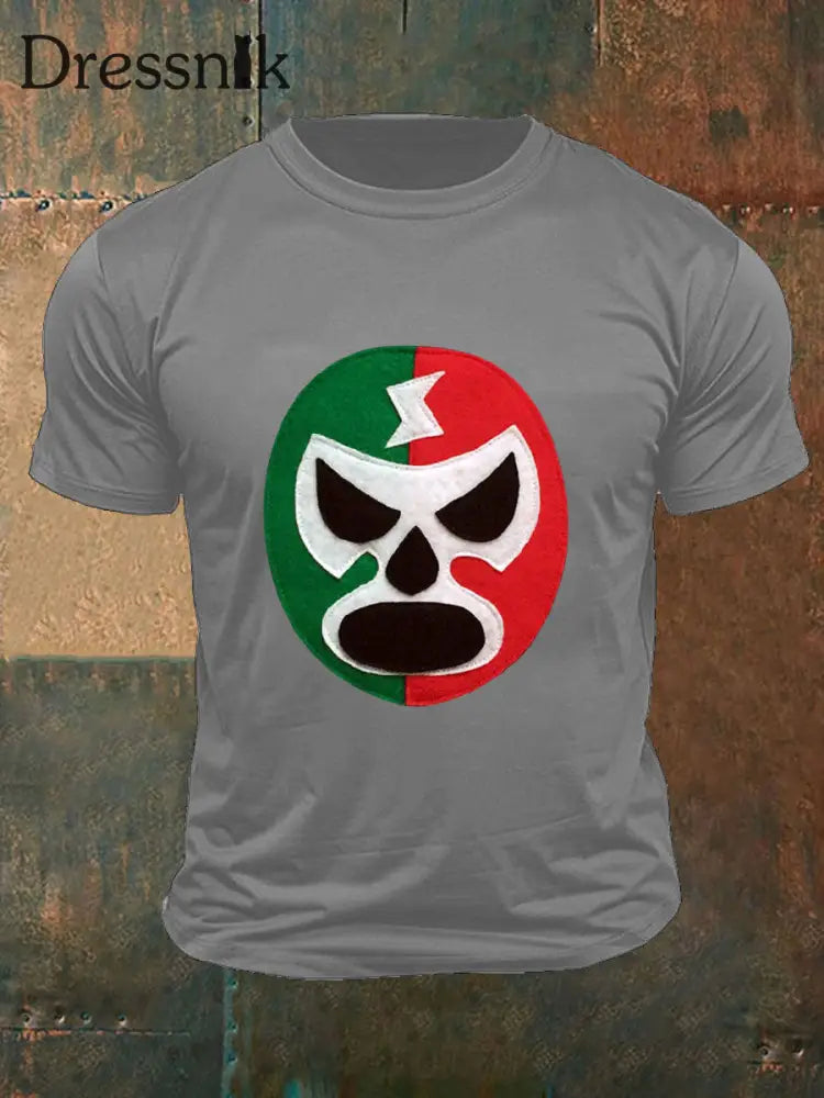 Mexikanische Wrestling-Maske-T-Shirts für Männer Hellgrau / S