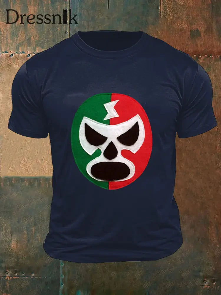 Mexikanische Wrestling-Maske-T-Shirts für Männer Marineblau / S