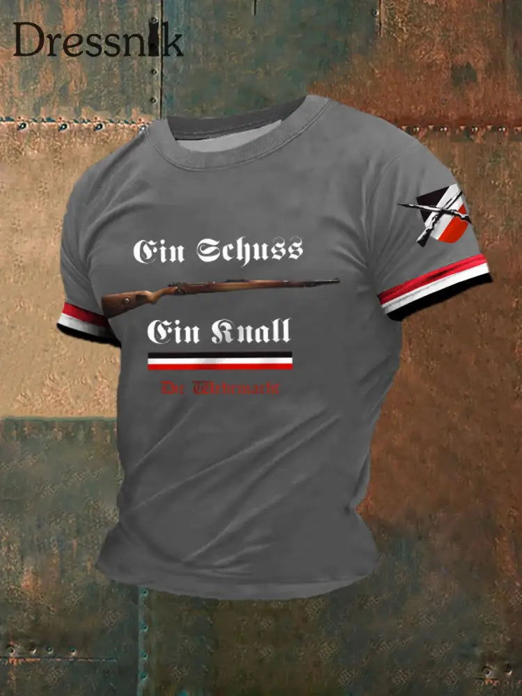 MG42 Maschinen gewehr bedrucktes Kurzarm-T-Shirt für Männer Grau / S