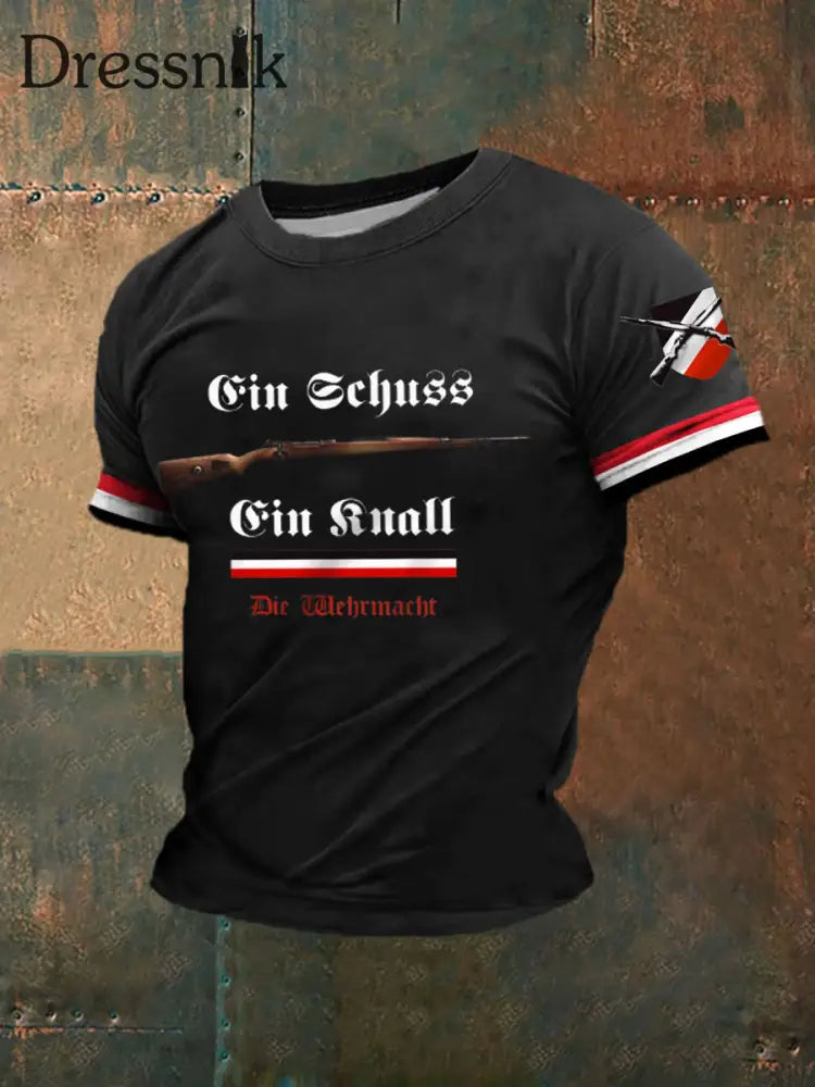 MG42 Maschinen gewehr bedrucktes Kurzarm-T-Shirt für Männer Schwarz / S
