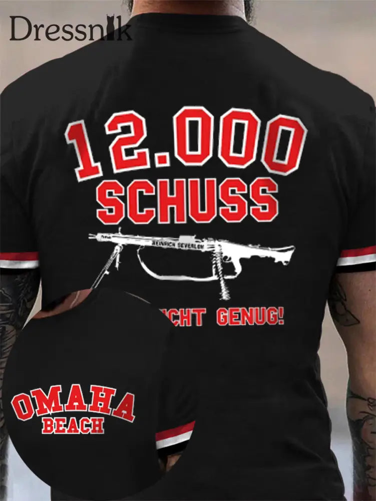 MG42 Maschinen gewehr bedrucktes Kurzarm-T-Shirt für Männer Schwarz / S