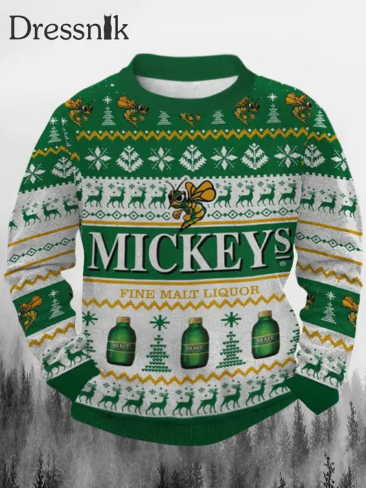 Mickeys Fein Malz Likör Bedrucktes Rundhals-Sweatshirt Lässiges Langarm-Sweatshirt A / S