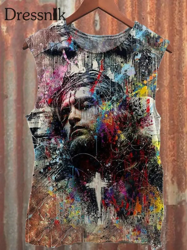 Mode Graffiti Jesus Art Print Casual Baumwolle Tank Top als bild / S