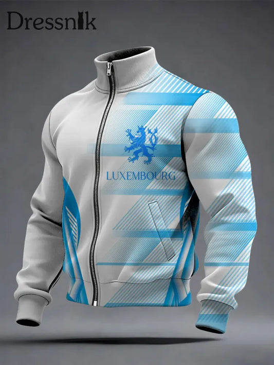 Moderne geometrische luxemburg ische Löwen jacke für Herren mehrfarbig / S