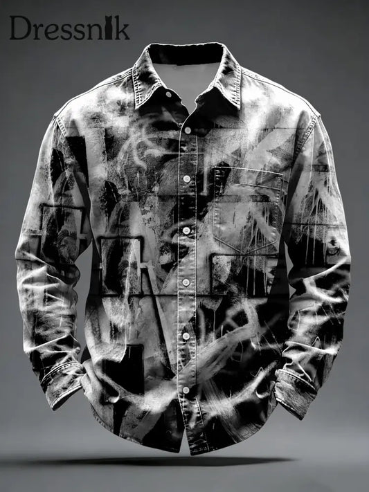 Moderne Monochrome Männer Abstraktes Muster Button-Down-Shirt mehrfarbig / S