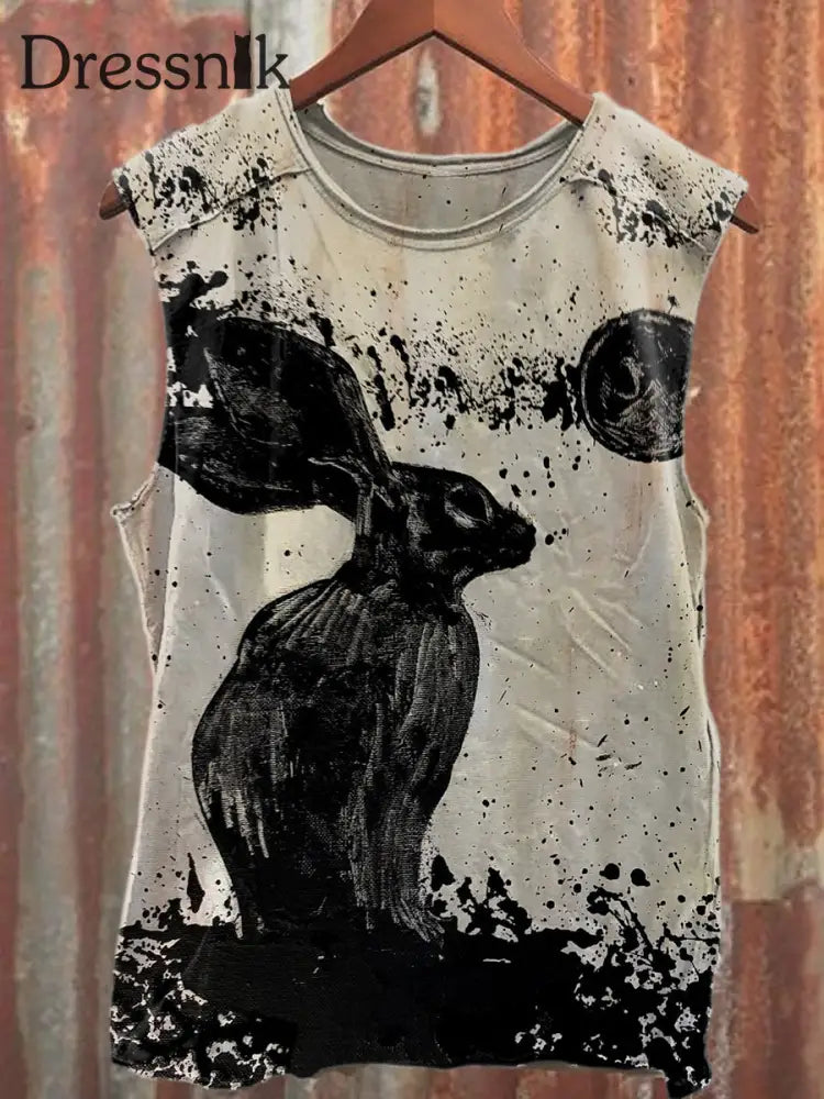 Modische Graffiti Kaninchen kunst bedrucktes lässiges Baumwoll-Tanktop als bild / S