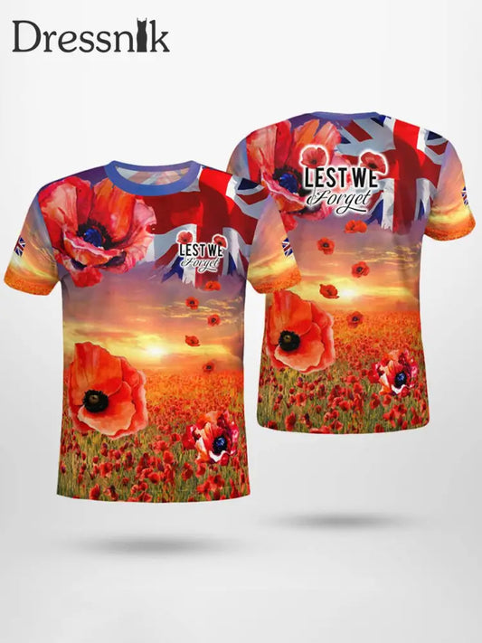 Mohnfeld-T-Shirt für Männer mit kurzen Ärmeln als bild / S