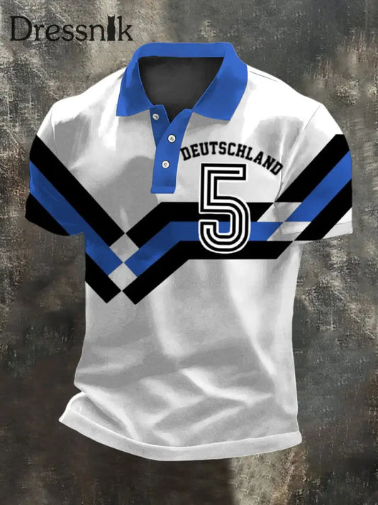 Mutiges ’Deutschland’-Grafik-Polos hirt für Männer Nummer 5 mehrfarbig / S