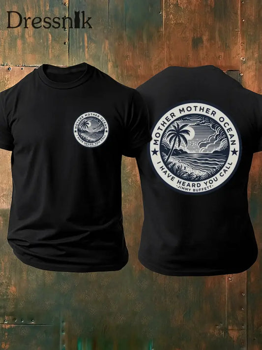 Mutter Mutter Ocean Jimmy Buffett bedrucktes Rundhals Sport Kurzarm T Shirt A / S