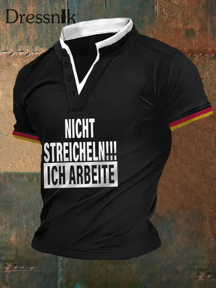 Nicht Streicheln bedrucktes Kurzarm-T-Shirt für Männer Schwarz / S