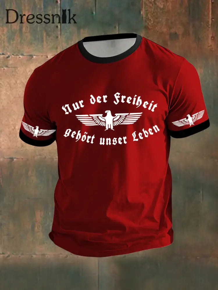 Nur Der Freiheit Gehört Unser Leben Bedrucktes Kurzarm-T-Shirt für Männer Rot / S
