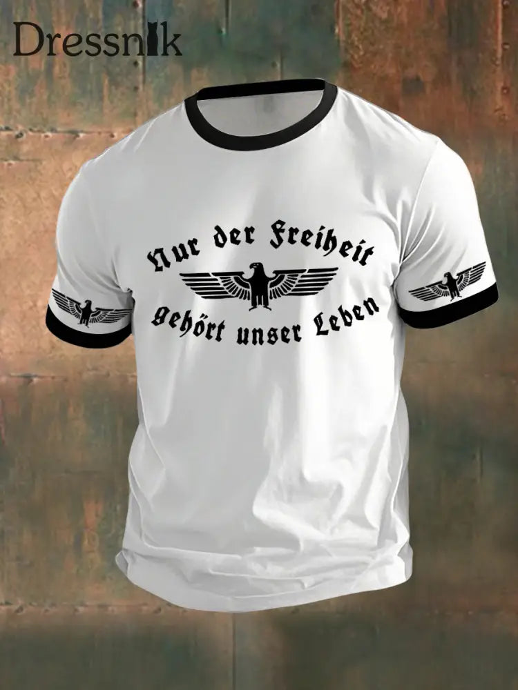 Nur Der Freiheit Gehört Unser Leben Bedrucktes Kurzarm-T-Shirt für Männer Weiß / S