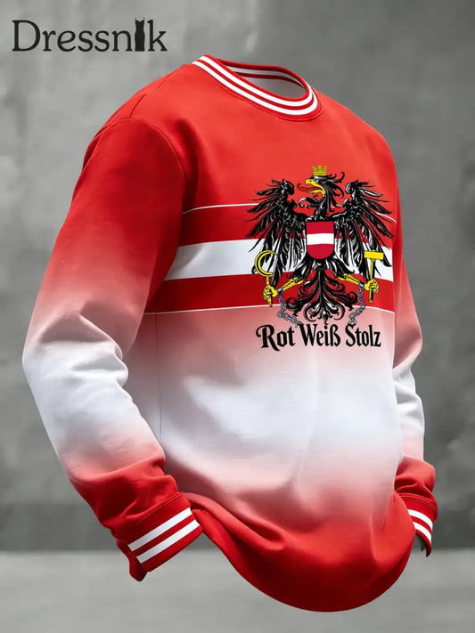 Österreich 2026 WM-Flagge Patchwork Casual Crewneck Sweatshirt Rot / S