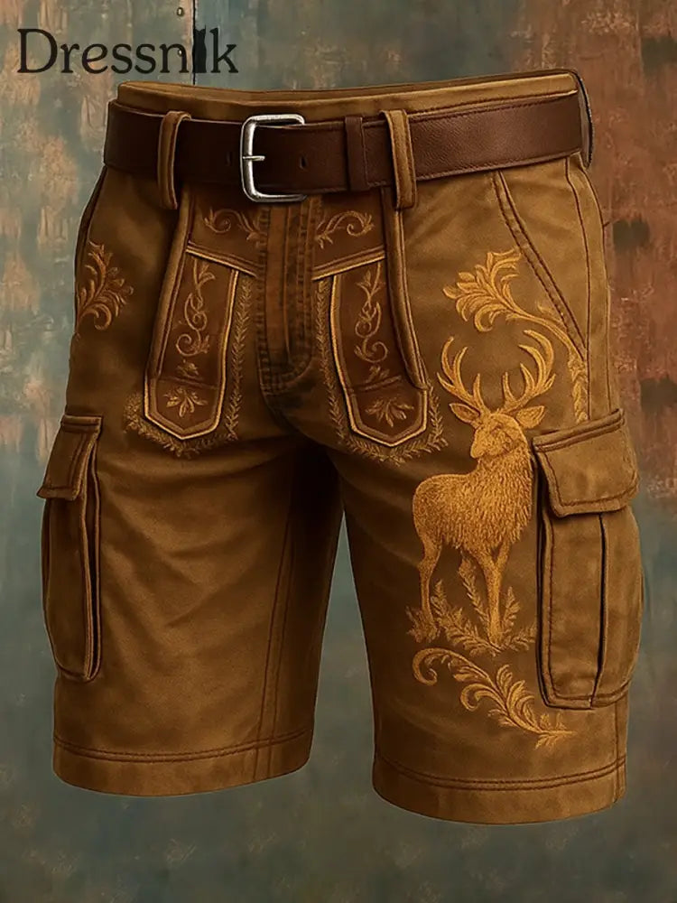 Oktoberfest Hirschhosen Künstlerisch bedruckte Taschen tasche Freizeit-Cargo-Shorts A / M
