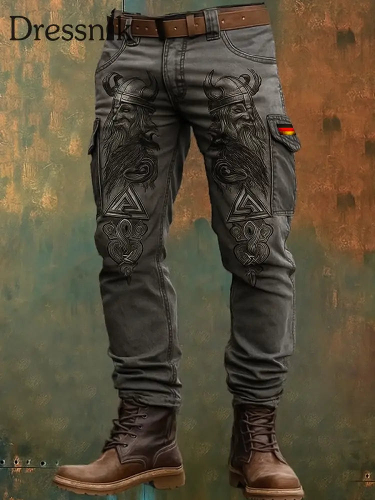 Oktoberfest Hirschhosen Künstlerische Print Textur Logo Tasche Freizeit Cargo hosen A / S