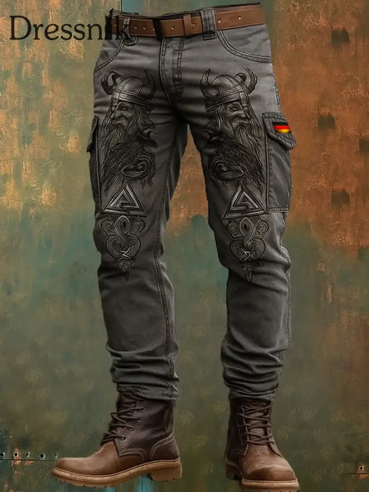 Oktoberfest Hirschhosen Künstlerische Print Textur Logo Tasche Freizeit Cargo hosen A / S