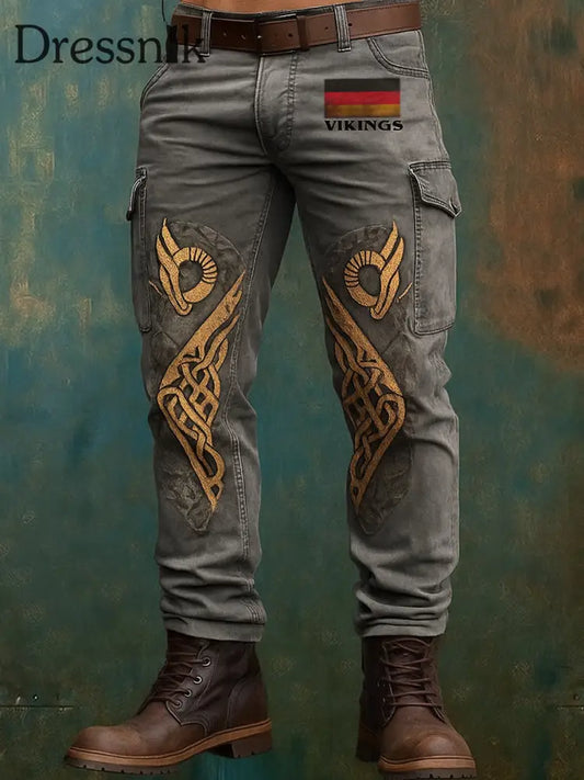 Oktoberfest Hirschhosen Künstlerische Print Textur Logo Tasche Freizeit Cargo hosen A / S