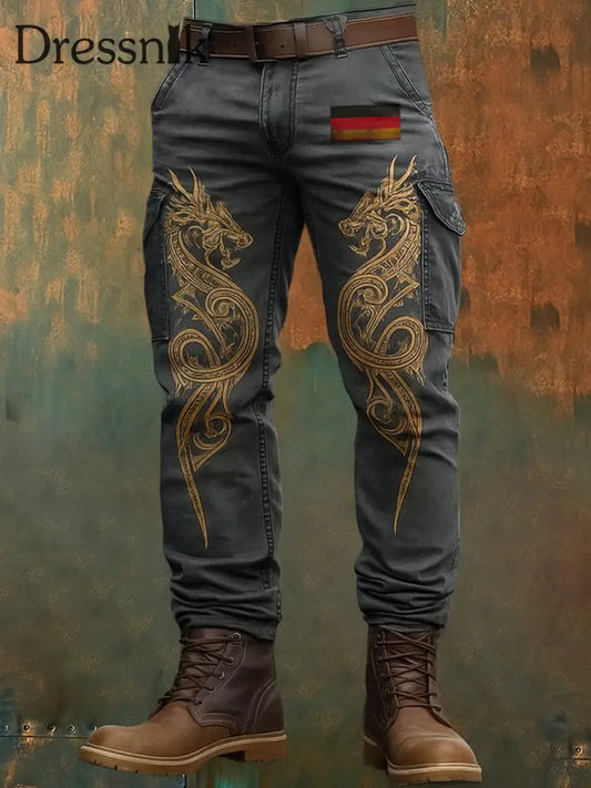 Oktoberfest Hirschhosen Künstlerische Print Textur Logo Tasche Freizeit Cargo hosen A / S