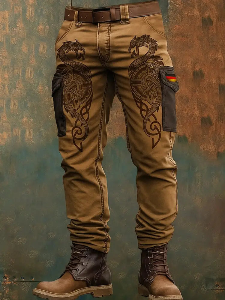 Oktoberfest Hirschhosen Künstlerische Print Textur Logo Tasche Freizeit Cargo hosen A / S
