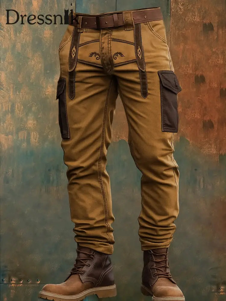 Oktoberfest Hirschhosen Künstlerische Print Textur Logo Tasche Freizeit Cargo hosen A / S