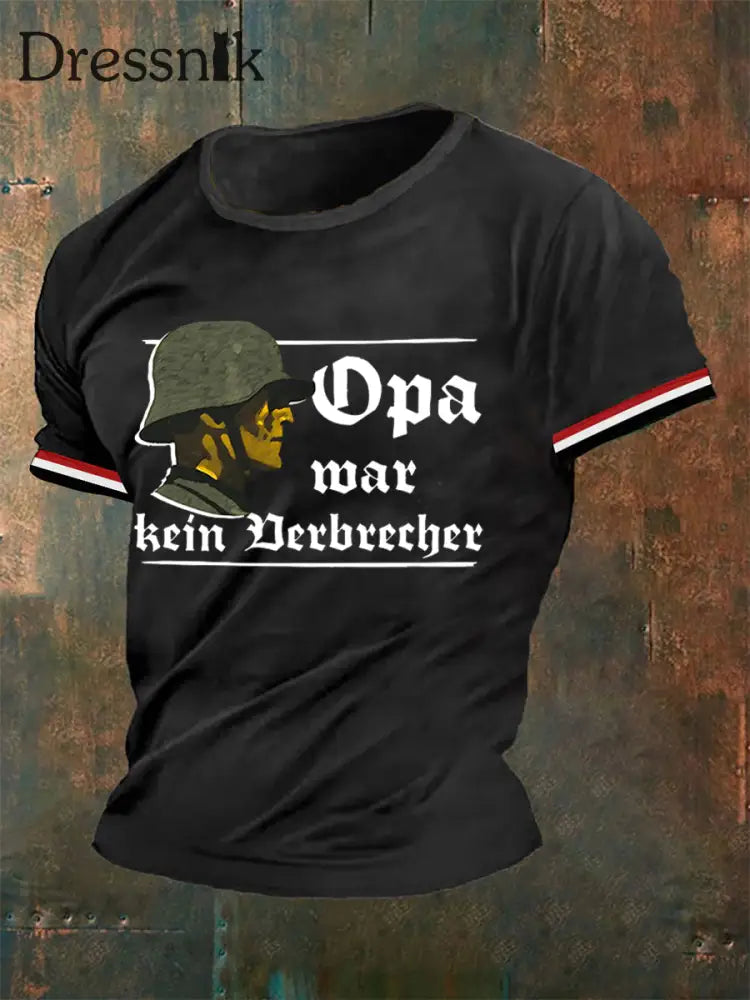 Opa War kein Verbrecher Bedrucktes Kurzarm-T-Shirt für Männer Schwarz / S