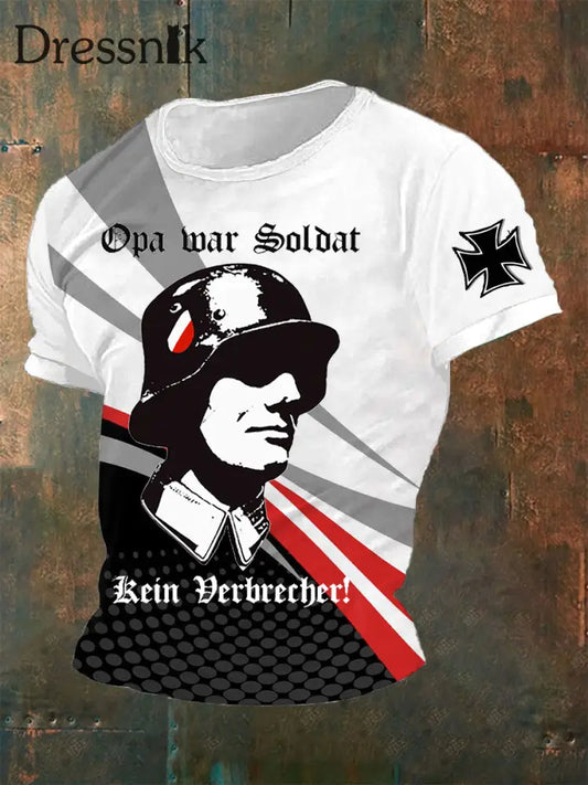 Opa War Soldat Kein Verbrecher Bedrucktes Kurzarm-T-Shirt für Männer Rot / S
