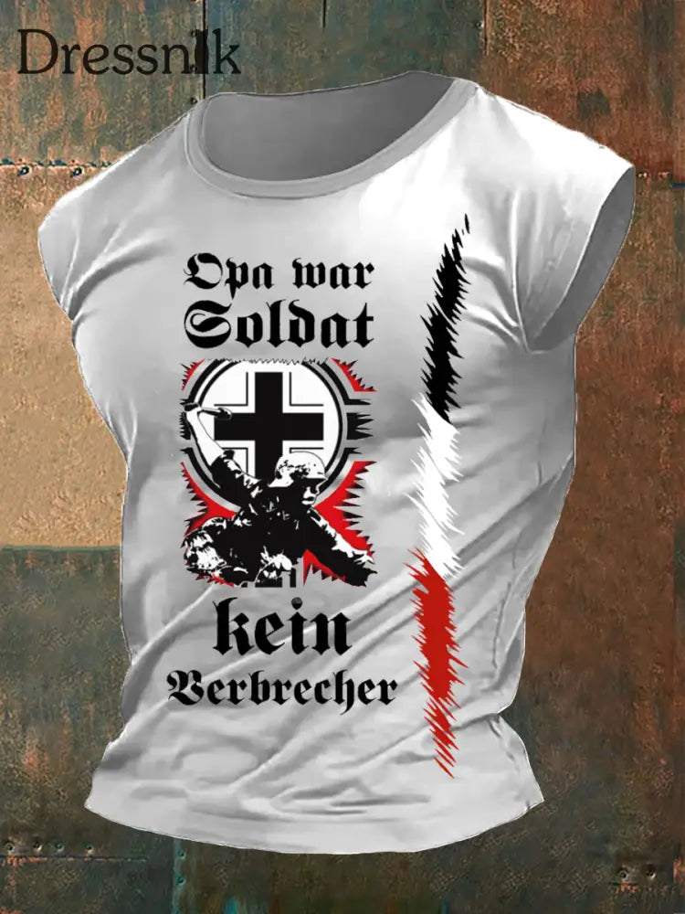 Opa War Soldat Kein Verbrecher Bedrucktes Kurzarm-T-Shirt für Männer Weiß / S