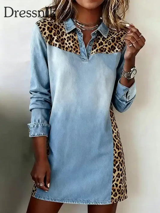 Patchwork-Kunst kleid mit Leoparden muster für Frauen als bild / S