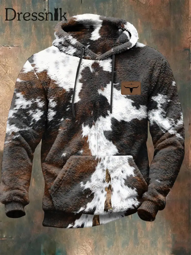Plüsch-Kapuzen-Sweatshirt im westlichen Stil für Herren als bild / S