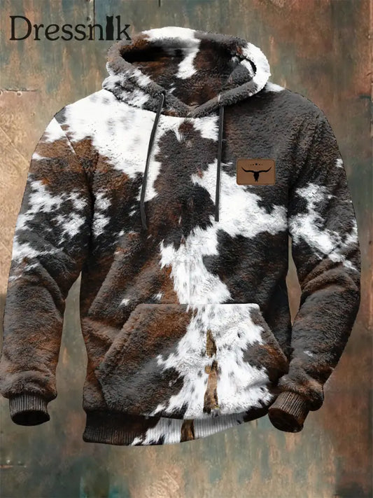 Plüsch-Kapuzen-Sweatshirt im westlichen Stil für Herren als bild / S