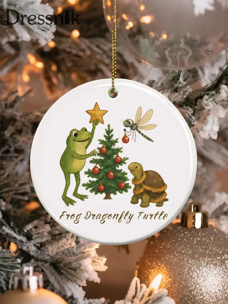 Portland Frosch widerstehen Weihnachts baum Ornament Weiß / EINS