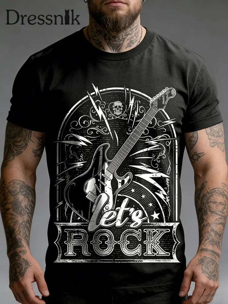 Punk Rock gedruckt Vintage Mode Lose Kurzarm T-Shirt Schwarz / S