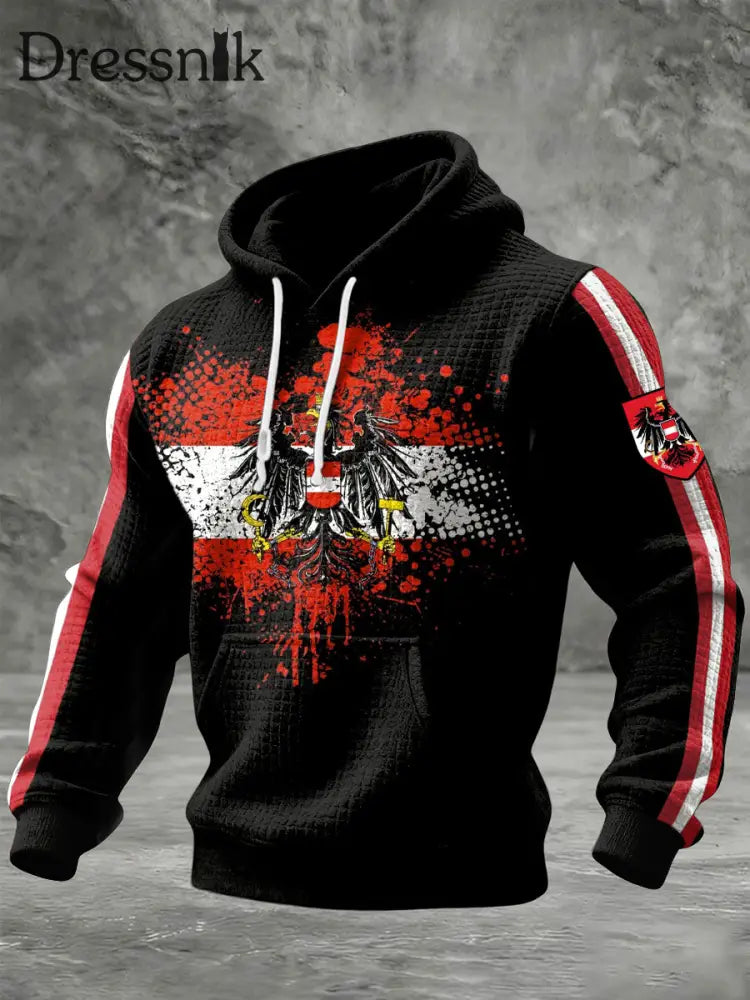 Retro Abstrakt Österreich ische Flagge Casual Waffel Hoodie mehrfarbig / S