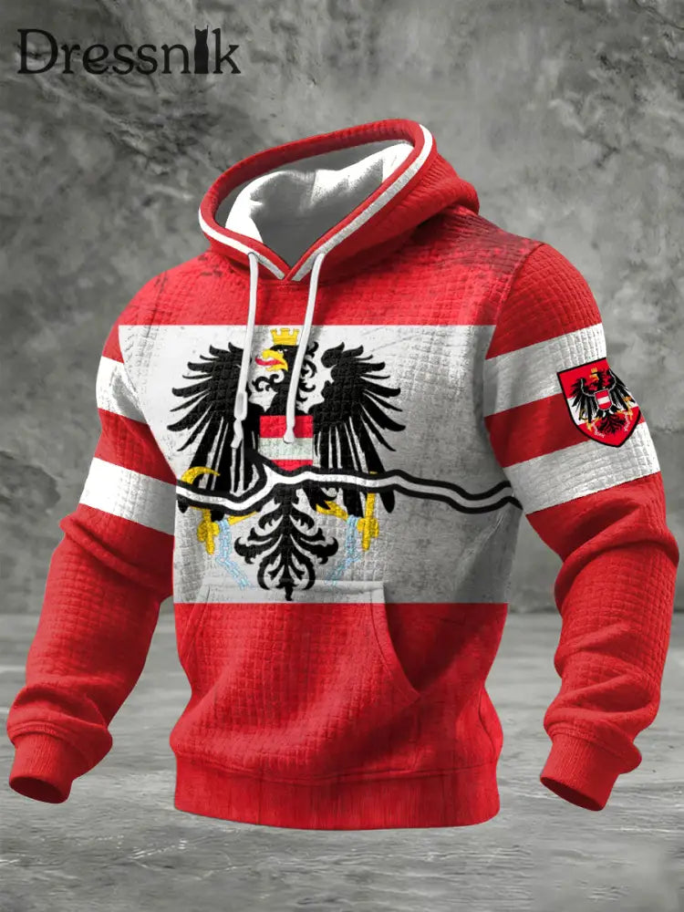 Retro Abstrakt Österreich isches Emblem Patchwork Casual Waffel Hoodie mehrfarbig / S