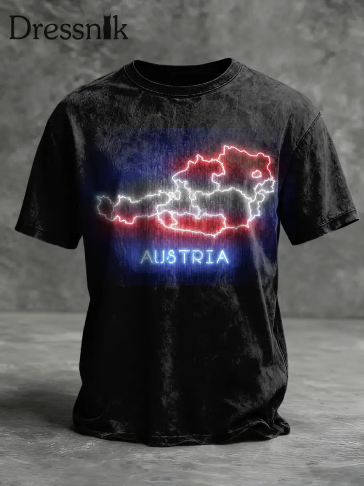 Retro abstrakt Österreich Karte lässig T-Shirt Schwarz / S