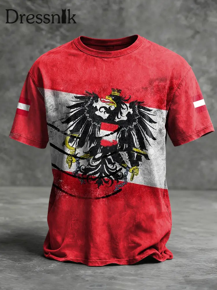 Retro abstrakte österreich ische Flagge lässig T-Shirt Rot / S