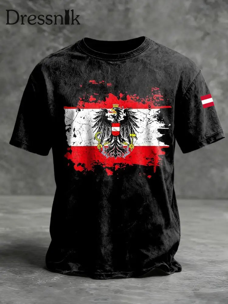 Retro abstraktes österreichi scher Flagge Emblem Casual T-Shirt mehrfarbig / S