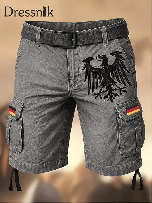Retro Deutschland Flagge Adler bedruckte Textur Kordel zug Tasche Freizeit Cargo Shorts A / S