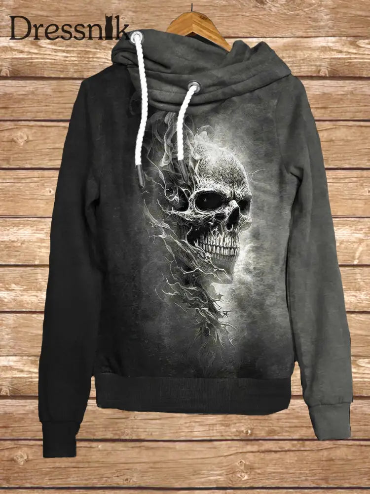 Retro Dunkel Schön Gothic Print Mode Kapuzen-Sweatshirt Mit Langen Ärmeln