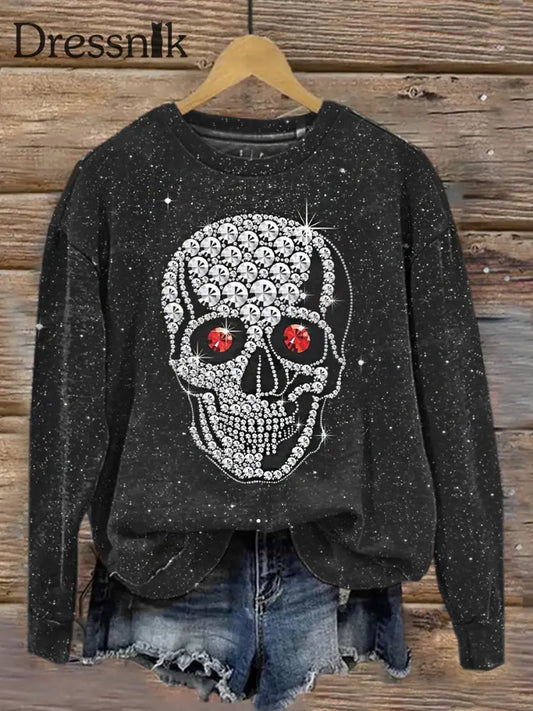 Retro Dunkel Schön Gothic Print Mode Kapuzen-Sweatshirt Mit Langen Ärmeln