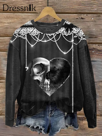 Retro Dunkel Schön Gothic Print Mode Kapuzen-Sweatshirt Mit Langen Ärmeln