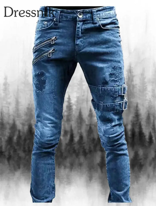 Retro-Freizeit jeans für Herren Dunkelblau-Grau / S