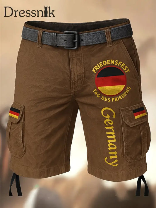 Retro Friedens fest Deutschland Flagge bedruckte Textur Kordel zug Tasche Freizeit Cargo Shorts A / M