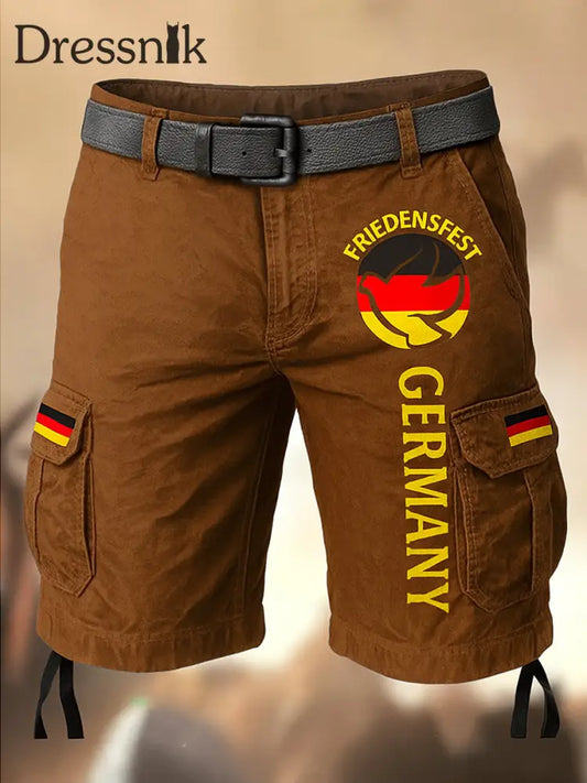 Retro Friedens fest Deutschland Flagge bedruckte Textur Kordel zug Tasche Freizeit Cargo Shorts A / M