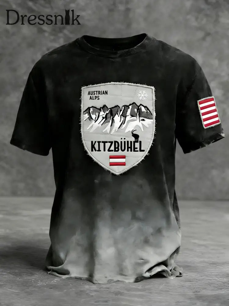 Retro-gefärbtes österreich isches Emblem Casual T-Shirt Rot / S