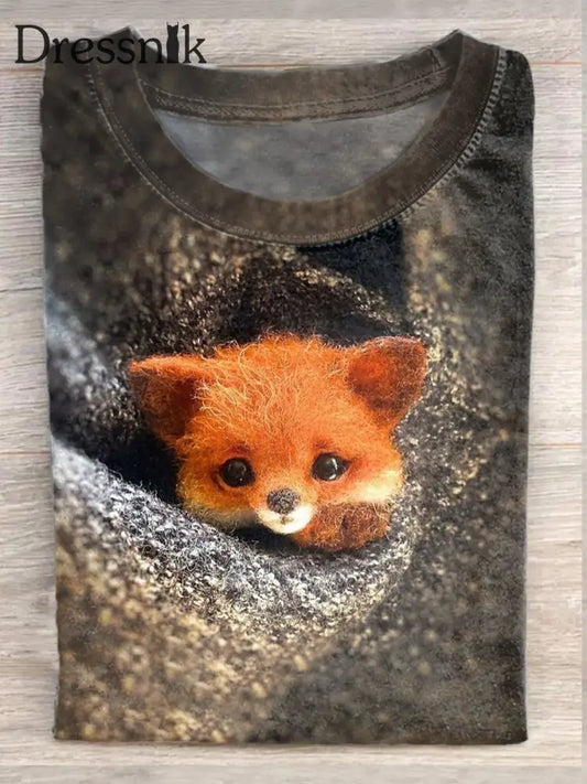 Retro Kleiner Fuchs Im Taschen Kunstdruck Mode T-Shirt